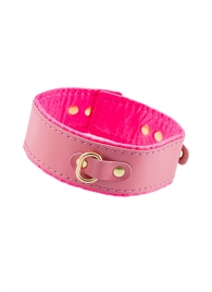 Розовый двуслойный кожаный ошейник с подкладкой из фетра - Pecado - купить с доставкой в Кисловодске