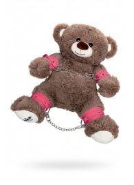 Бондажный набор: бурый мишка с розовыми оковами и наручниками - Pecado - купить с доставкой в Кисловодске