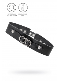 Черный чокер-ошейник со связанными кольцами на подложке - Pecado - купить с доставкой в Кисловодске