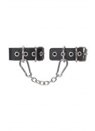Черные кожаные наручники-браслеты из одного ремешка с люверсами - Pecado - купить с доставкой в Кисловодске
