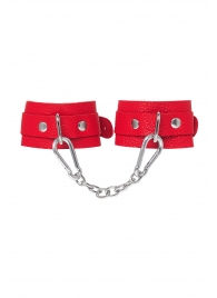 Красные кожаные наручники-браслеты со скруглёнными углами - Pecado - купить с доставкой в Кисловодске