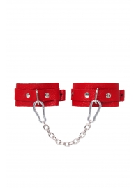 Красные кожаные узкие оковы со скруглёнными углами - Pecado - купить с доставкой в Кисловодске