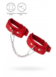 Красные кожаные узкие оковы со скруглёнными углами - Pecado - купить с доставкой в Кисловодске
