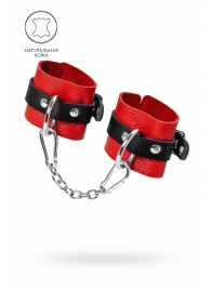 Красно-черные мягкие наручники с одним ремешком с люверсами - Pecado - купить с доставкой в Кисловодске