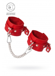 Красные мягкие кожаные оковы с люверсами - Pecado - купить с доставкой в Кисловодске
