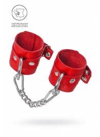 Красные мягкие кожаные наручники с люверсами - Pecado - купить с доставкой в Кисловодске