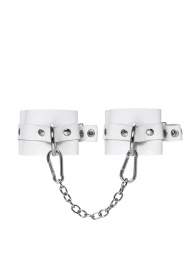 Белые мягкие кожаные оковы с люверсами - Pecado - купить с доставкой в Кисловодске