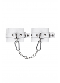 Белые мягкие кожаные наручники с люверсами - Pecado - купить с доставкой в Кисловодске