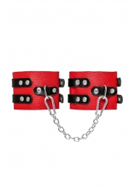Красно-черные мягкие оковы с двумя ремешками с люверсами - Pecado - купить с доставкой в Кисловодске