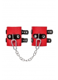 Красно-черные мягкие наручники с двумя ремешками с люверсами - Pecado - купить с доставкой в Кисловодске