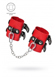 Красно-черные мягкие наручники с двумя ремешками с люверсами - Pecado - купить с доставкой в Кисловодске