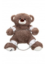 Бондажный набор: бурый мишка с белыми оковами и наручниками - Pecado - купить с доставкой в Кисловодске