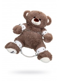 Бондажный набор: бурый мишка с белыми оковами и наручниками - Pecado - купить с доставкой в Кисловодске