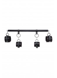 Черная распорка с 4 манжетами для рук и ног - Pecado - купить с доставкой в Кисловодске