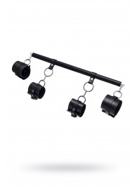 Черная распорка с 4 манжетами для рук и ног - Pecado - купить с доставкой в Кисловодске