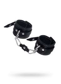 Черные двухслойные наручники с белой строчкой - Pecado - купить с доставкой в Кисловодске