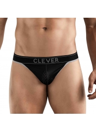 Черные перфорированные трусы-тонги Clever Ambar Thong - Clever Masculine Underwear купить с доставкой