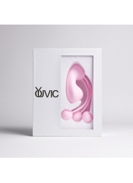 Розовый вакуумный стимулятор клитора с вагинальными виброшариками - Youvic