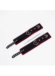 Черно-красные оковы с красной строчкой Sex - Crazy Handmade - купить с доставкой в Кисловодске
