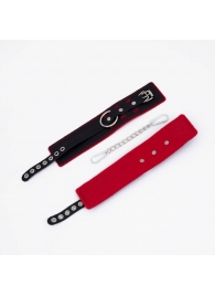 Черно-красные оковы с красной строчкой Sex - Crazy Handmade - купить с доставкой в Кисловодске