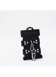 Черные кожаные наручники с регулируемыми ремешками - Crazy Handmade - купить с доставкой в Кисловодске