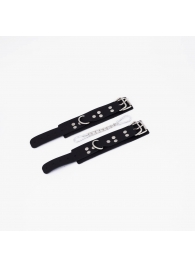 Черные кожаные наручники с регулируемыми ремешками - Crazy Handmade - купить с доставкой в Кисловодске