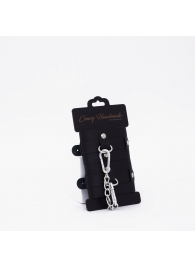 Черные кожаные наручники с хромированной фурнитурой - Crazy Handmade - купить с доставкой в Кисловодске