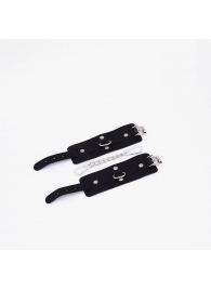 Черные кожаные наручники с хромированной фурнитурой - Crazy Handmade - купить с доставкой в Кисловодске