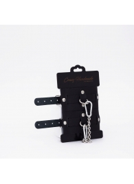 Черные кожаные оковы с хромированной фурнитурой - Crazy Handmade - купить с доставкой в Кисловодске