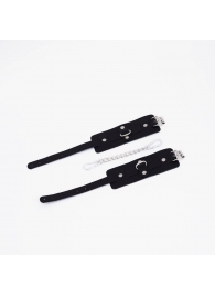 Черные кожаные оковы с хромированной фурнитурой - Crazy Handmade - купить с доставкой в Кисловодске