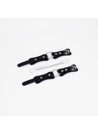 Черные кожаные наручники с кольцом - Crazy Handmade - купить с доставкой в Кисловодске