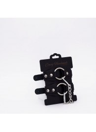 Черные кожаные оковы с кольцом - Crazy Handmade - купить с доставкой в Кисловодске