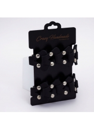 Черные кожаные наручники из звеньев - Crazy Handmade - купить с доставкой в Кисловодске