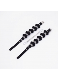 Черные кожаные наручники из звеньев - Crazy Handmade - купить с доставкой в Кисловодске