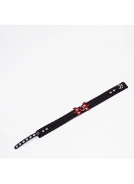 Черный ошейник с красным декором и строчкой - Crazy Handmade - купить с доставкой в Кисловодске