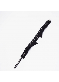 Черный однослойный кожаный ошейник с имитацией воротничка - Crazy Handmade - купить с доставкой в Кисловодске