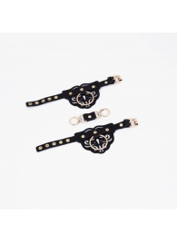 Черные наручники с золотистой фурнитурой - Crazy Handmade - купить с доставкой в Кисловодске