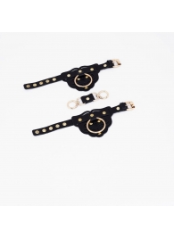 Черные наручники с золотистой фурнитурой - Crazy Handmade - купить с доставкой в Кисловодске