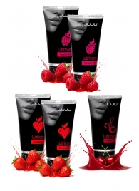 Набор из 5 съедобных лубрикантов JUJU (клубника х 2, малина х 2, вишня) - JuJu - купить с доставкой в Кисловодске