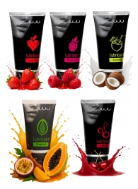Набор из 5 съедобных лубрикантов JUJU (клубника, малина, тропические фрукты, вишня, кокос) - JuJu - купить с доставкой в Кисловодске