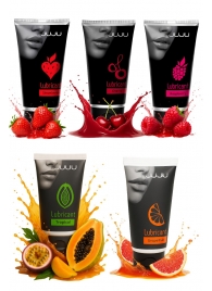 Набор из 5 съедобных лубрикантов JUJU (клубника, малина, тропические фрукты, вишня, грейпфрут) - JuJu - купить с доставкой в Кисловодске