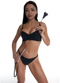 Стек с черным кожаным наконечником в виде сердца и металлической ручкой - 67 см. - Crazy Handmade - купить с доставкой в Кисловодске