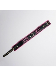 Черно-розовый ошейник с золотистой фурнитурой - Crazy Handmade - купить с доставкой в Кисловодске