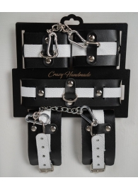 Набор фиксаторов из черной и белой натуральной кожи - Crazy Handmade - купить с доставкой в Кисловодске