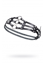 Черный кожаный пояс с кольцами - Pecado - купить с доставкой в Кисловодске