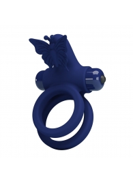Синее эрекционное кольцо с вибростимуляцией клитора - Baile - в Кисловодске купить с доставкой