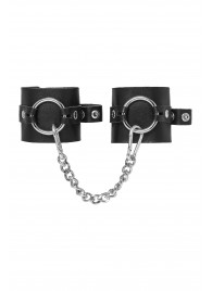 Черные наручники из толстой натуральной кожи с люверсами - Pecado - купить с доставкой в Кисловодске