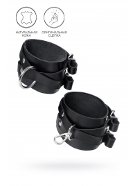 Черные кожаные оковы с двумя перекрёстными ремешками - Pecado - купить с доставкой в Кисловодске