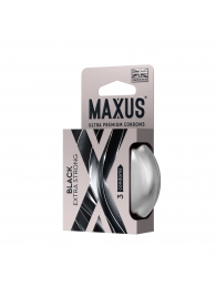 Черные утолщенные презервативы MAXUS Extra Strong с железным кейсом - 3 шт. - Maxus - купить с доставкой в Кисловодске