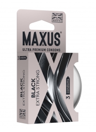 Черные утолщенные презервативы MAXUS Extra Strong с железным кейсом - 3 шт. - Maxus - купить с доставкой в Кисловодске